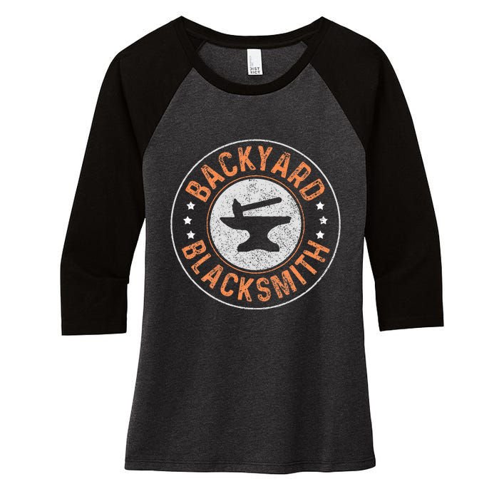 Blacksmith Backyard Blacksmith Forging Gift Women's Tri-Blend 3/4-Sleeve Raglan Shirt