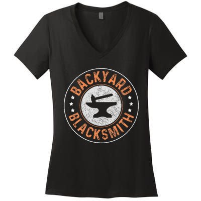 Blacksmith Backyard Blacksmith Forging Gift Women's V-Neck T-Shirt