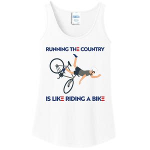 Biden Bike Bicycle Running The Country Is Like Riding A Bike Ladies Essential Tank