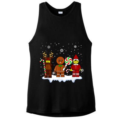 Block Brick Building Figure Christmas Master Builder Ladies PosiCharge Tri-Blend Wicking Tank