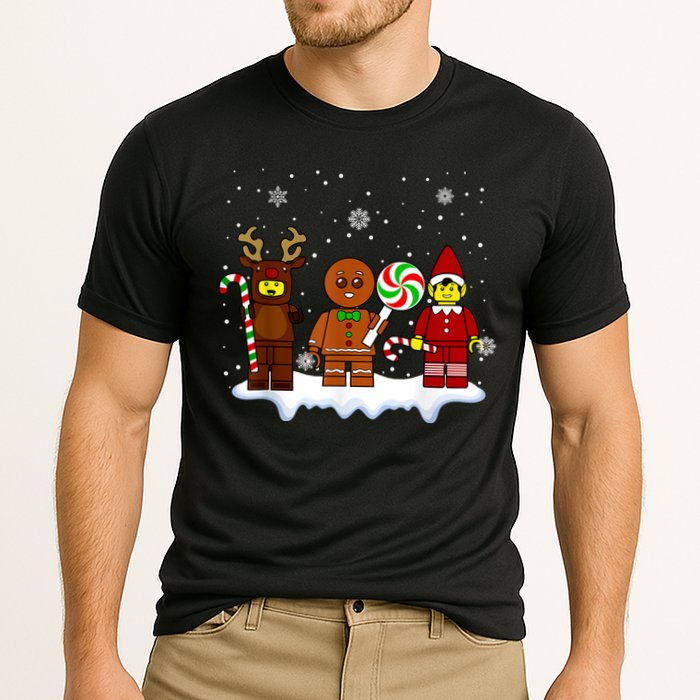 Block Brick Building Figure Christmas Master Builder Cooling Performance Crew T-Shirt