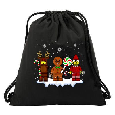 Block Brick Building Figure Christmas Master Builder Drawstring Bag