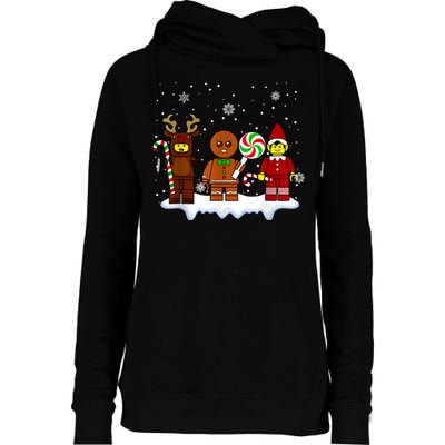 Block Brick Building Figure Christmas Master Builder Womens Funnel Neck Pullover Hood