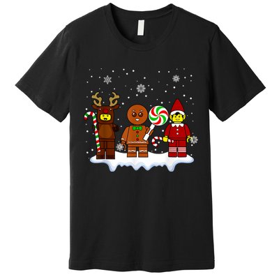 Block Brick Building Figure Christmas Master Builder Premium T-Shirt