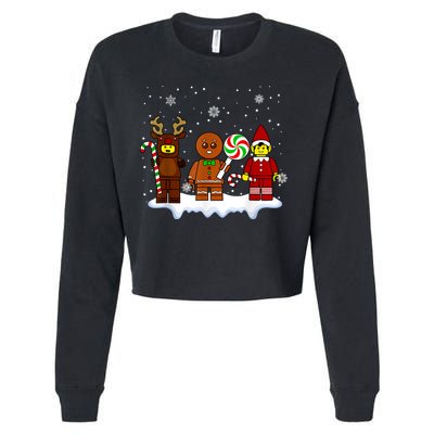 Block Brick Building Figure Christmas Master Builder Cropped Pullover Crew