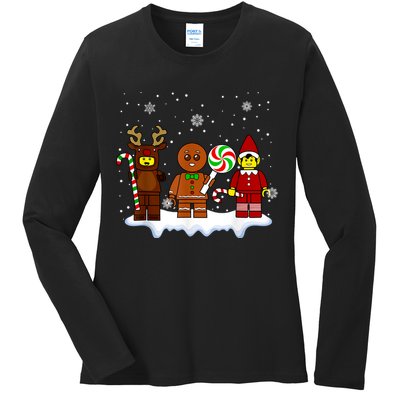 Block Brick Building Figure Christmas Master Builder Ladies Long Sleeve Shirt