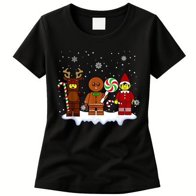 Block Brick Building Figure Christmas Master Builder Womens T-Shirt