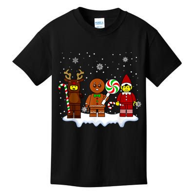 Block Brick Building Figure Christmas Master Builder Kids T-Shirt