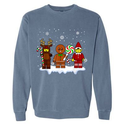 Block Brick Building Figure Christmas Master Builder Garment-Dyed Sweatshirt