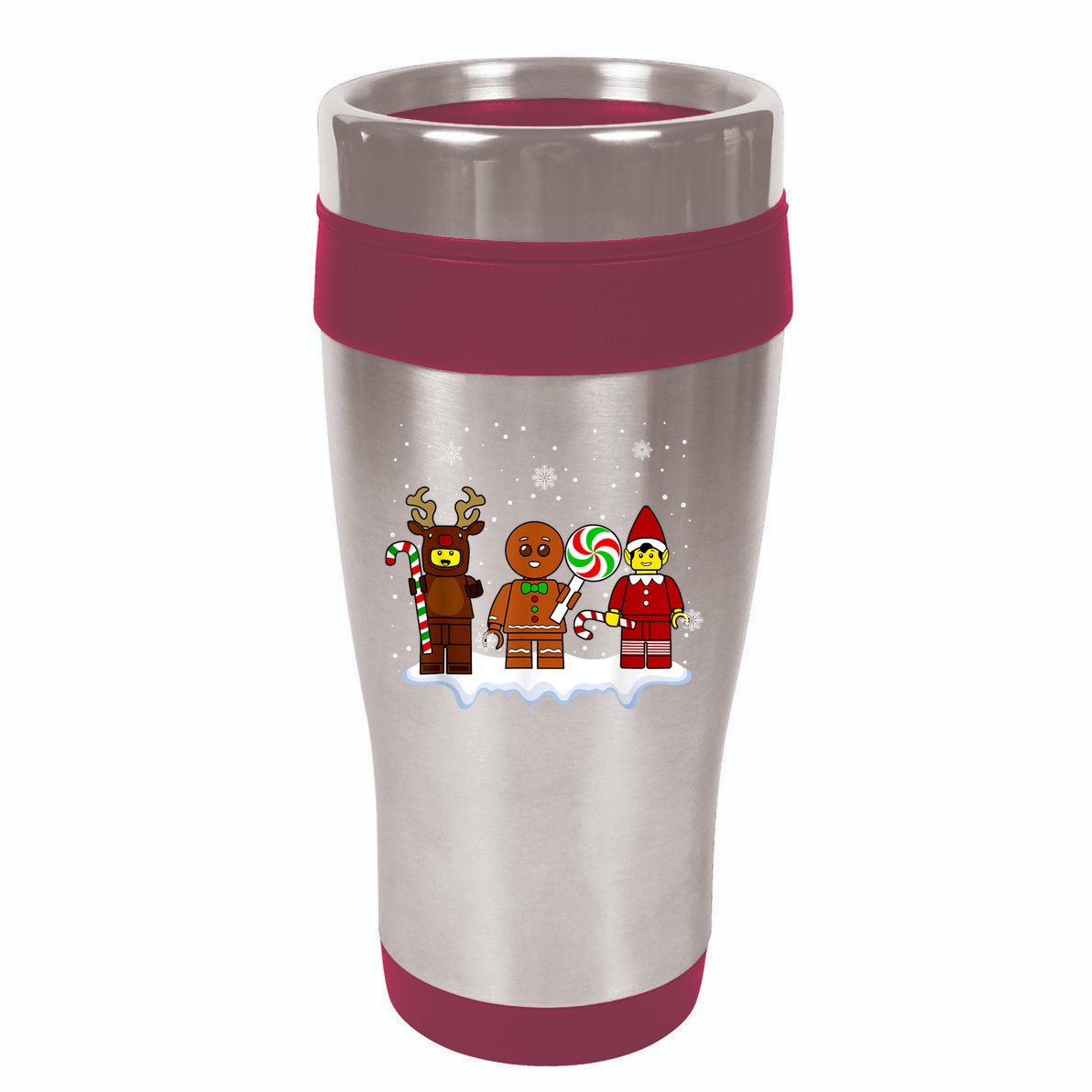 Block Brick Building Figure Christmas Master Builder 16oz Travel Tumbler