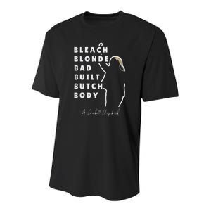 Bleach Blonde Bad Built Butch Body Youth Performance Sprint T-Shirt