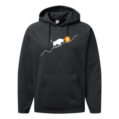 Bitcoin Bull Bullish Crpyto Performance Fleece Hoodie