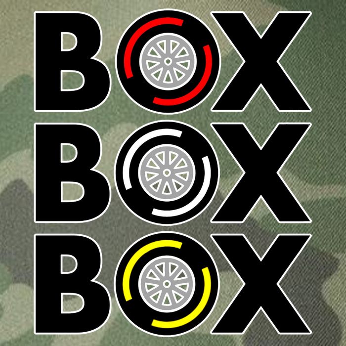 Box Box Box Tire Compound Design Classic Legacy Tie Dye Trucker Hat