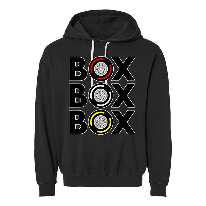 Box Box Box Tire Compound Design Classic Garment-Dyed Fleece Hoodie