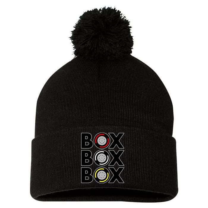 Box Box Box Tire Compound Design Classic Pom Pom 12in Knit Beanie