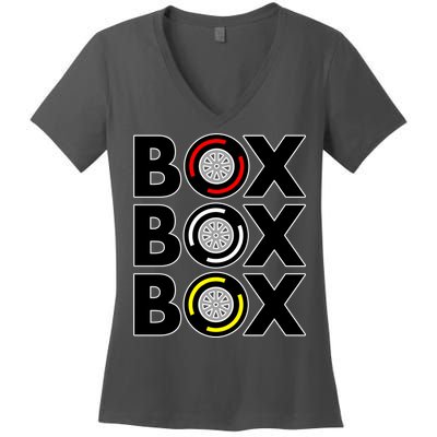 Box Box Box Tire Compound Design Classic Women's V-Neck T-Shirt