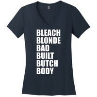 Bleach Blonde Bad Built Butch Body Retro Vintage Funny Women's V-Neck T-Shirt