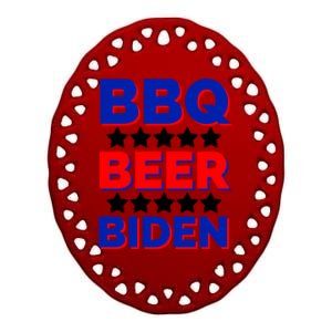 Bbq Beer Biden Funny Freedom And Democracy Gift Ceramic Oval Ornament