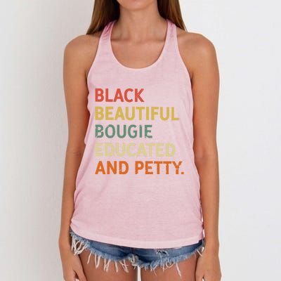 Black Beautiful Bougie Educated And Pretty Gift Women's Knotted Racerback Tank