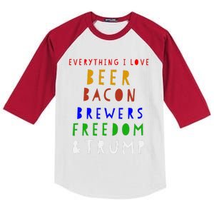 Beer Bacon Brewers Freedom & Trump Milwaukee Basebal Kids Colorblock Raglan Jersey