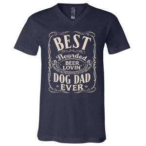 Best Bearded Beer Lovin Dog Dad Ever Funny Dogs Owner Gifts V-Neck T-Shirt