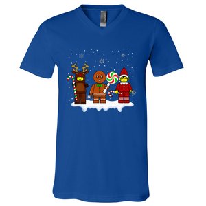 Block Brick Building Figure Christmas Master Builder V-Neck T-Shirt