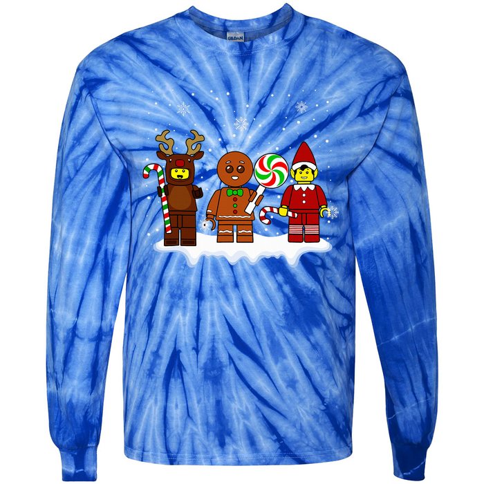 Block Brick Building Figure Christmas Master Builder Tie-Dye Long Sleeve Shirt