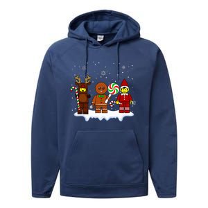 Block Brick Building Figure Christmas Master Builder Performance Fleece Hoodie