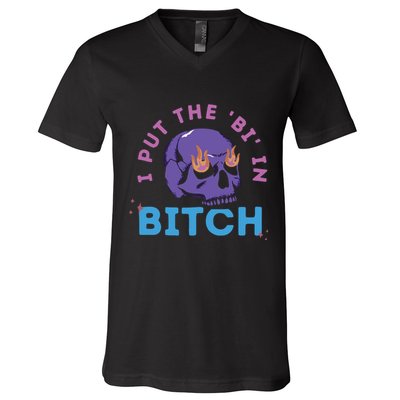 Bi Bitch By Hfoxx77 I Put The Bi In Bitch V-Neck T-Shirt
