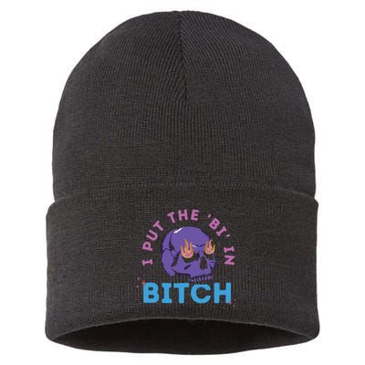 Bi Bitch By Hfoxx77 I Put The Bi In Bitch Sustainable Knit Beanie