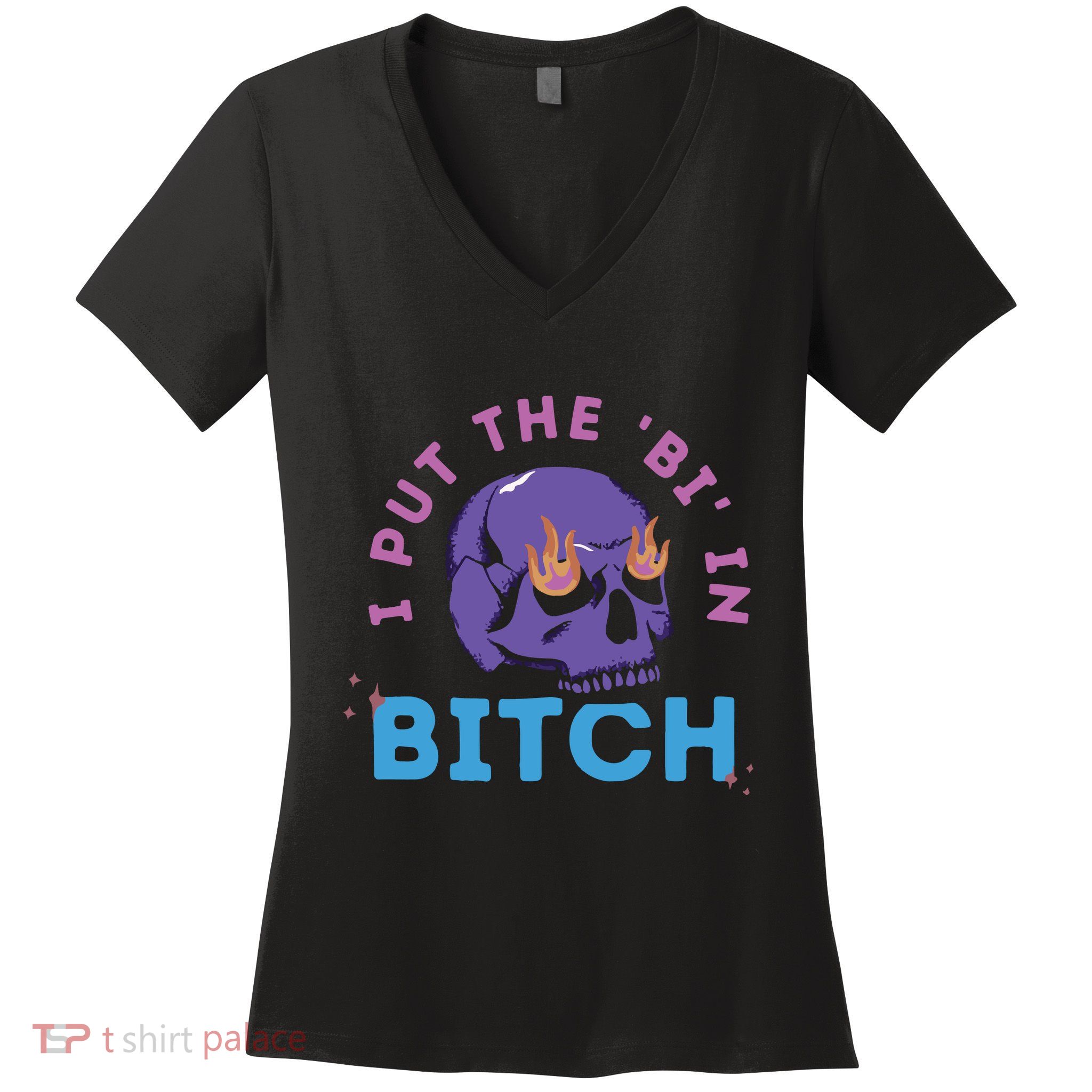 Bi Bitch By Hfoxx77 I Put The Bi In Bitch Women's V-Neck T-Shirt