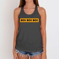 Box Box Box Formula Racing Radio Pit Box Box Box Women's Knotted Racerback Tank