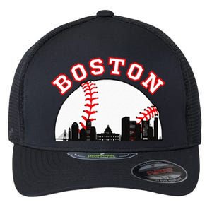 Boston Baseball Boston MA Cityscape BOS Skyline Flexfit Unipanel Trucker Cap