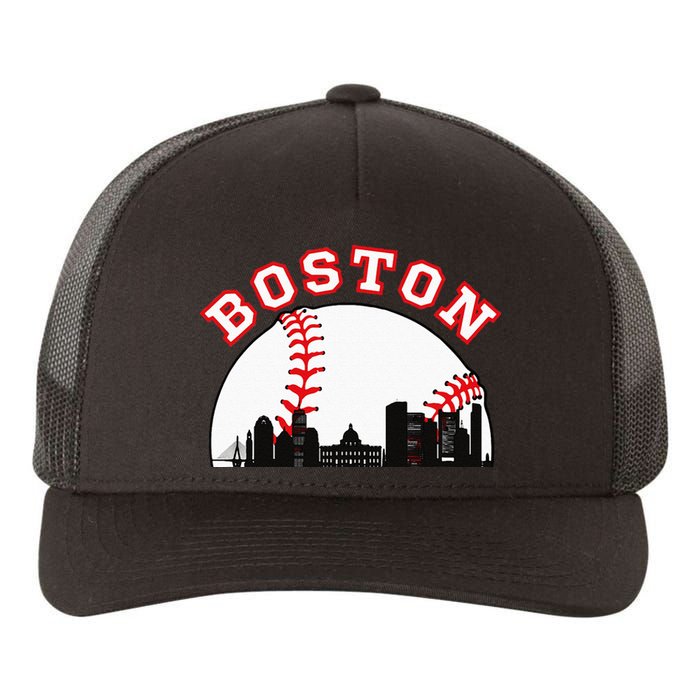 Boston Baseball Boston MA Cityscape BOS Skyline Yupoong Adult 5-Panel Trucker Hat