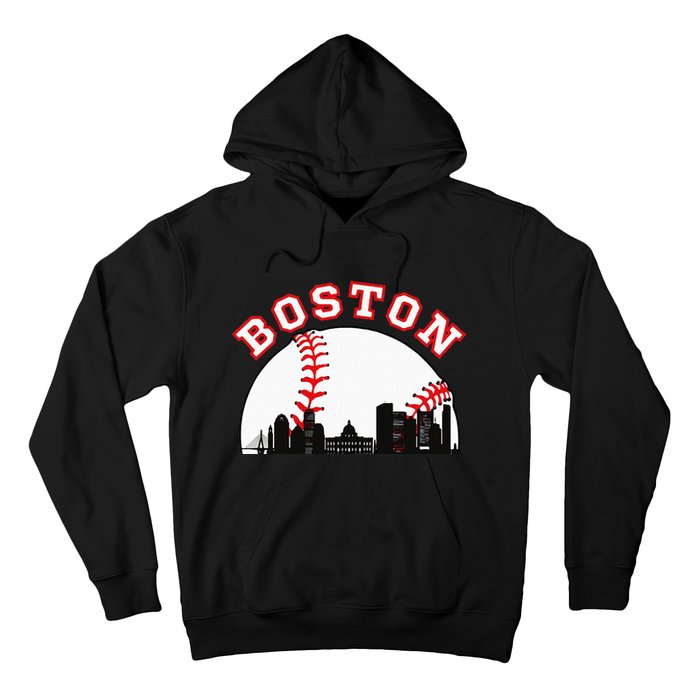 Boston Baseball Boston MA Cityscape BOS Skyline Hoodie