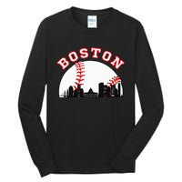 Boston Baseball Boston MA Cityscape BOS Skyline Tall Long Sleeve T-Shirt