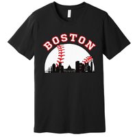 Boston Baseball Boston MA Cityscape BOS Skyline Premium T-Shirt