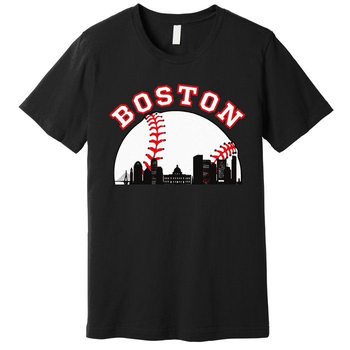 Boston Baseball Boston MA Cityscape BOS Skyline Premium T-Shirt