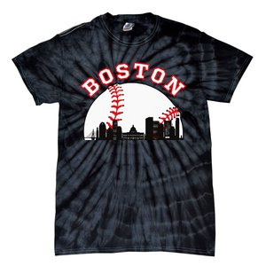 Boston Baseball Boston MA Cityscape BOS Skyline Tie-Dye T-Shirt