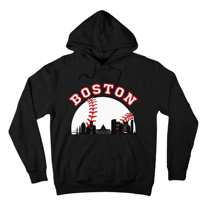 Boston Baseball Boston MA Cityscape BOS Skyline Tall Hoodie