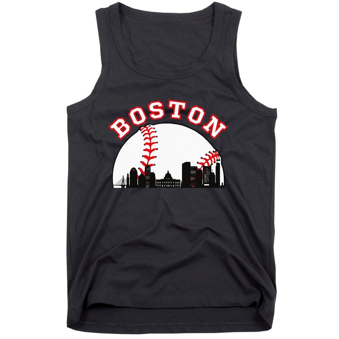 Boston Baseball Boston MA Cityscape BOS Skyline Tank Top