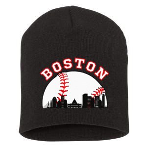 Boston Baseball Boston MA Cityscape BOS Skyline Short Acrylic Beanie