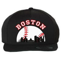 Boston Baseball Boston MA Cityscape BOS Skyline Wool Snapback Cap