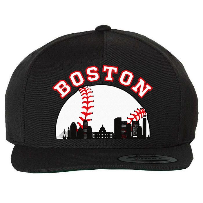 Boston Baseball Boston MA Cityscape BOS Skyline Wool Snapback Cap