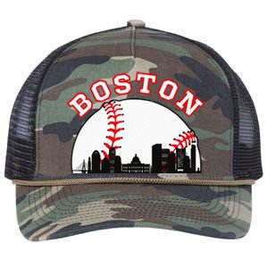 Boston Baseball Boston MA Cityscape BOS Skyline Retro Rope Trucker Hat Cap