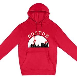 Boston Baseball Boston MA Cityscape BOS Skyline Premium Pullover Hoodie