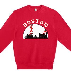 Boston Baseball Boston MA Cityscape BOS Skyline Premium Crewneck Sweatshirt