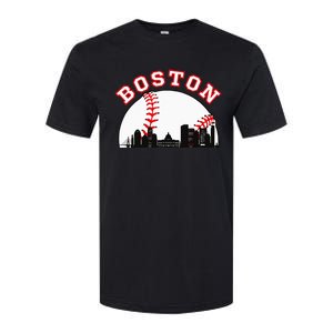 Boston Baseball Boston MA Cityscape BOS Skyline Softstyle CVC T-Shirt