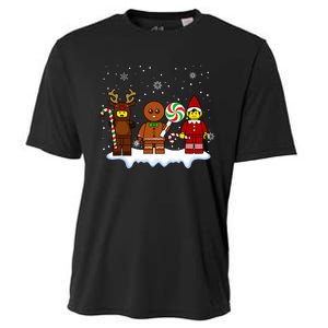 Block Brick Building Figure Christmas Master Builder Kids Cooling Performance Crew T-Shirt