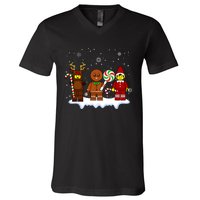 Block Brick Building Figure Christmas Master Builder Kids V-Neck T-Shirt